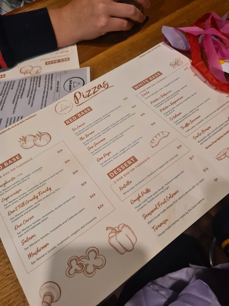 Menu, 3rd Space Hackett