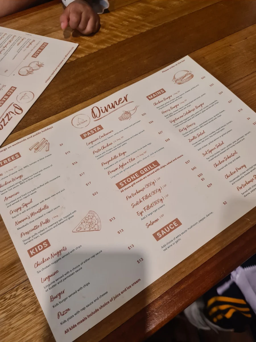 Menu, 3rd Space Hackett