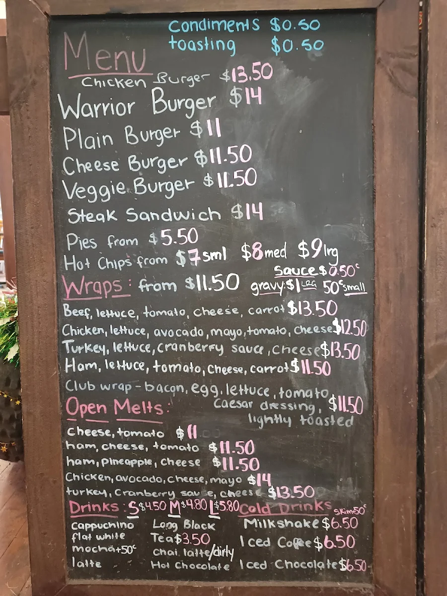 Menu, The Old Road Cafe