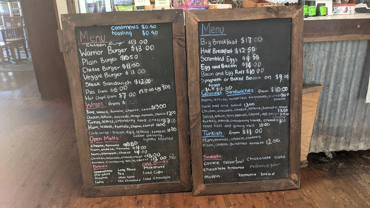 Menu, The Old Road Cafe