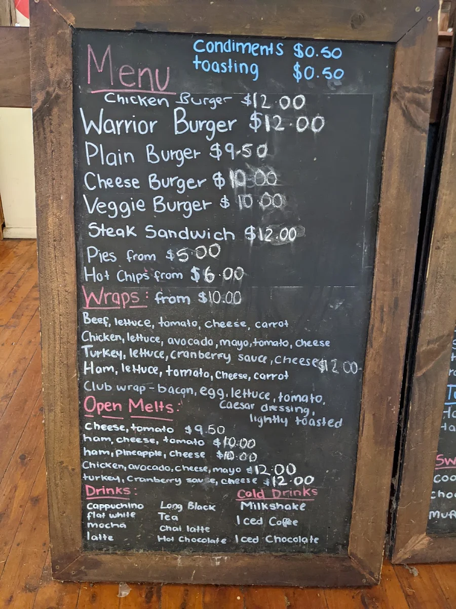 Menu, The Old Road Cafe