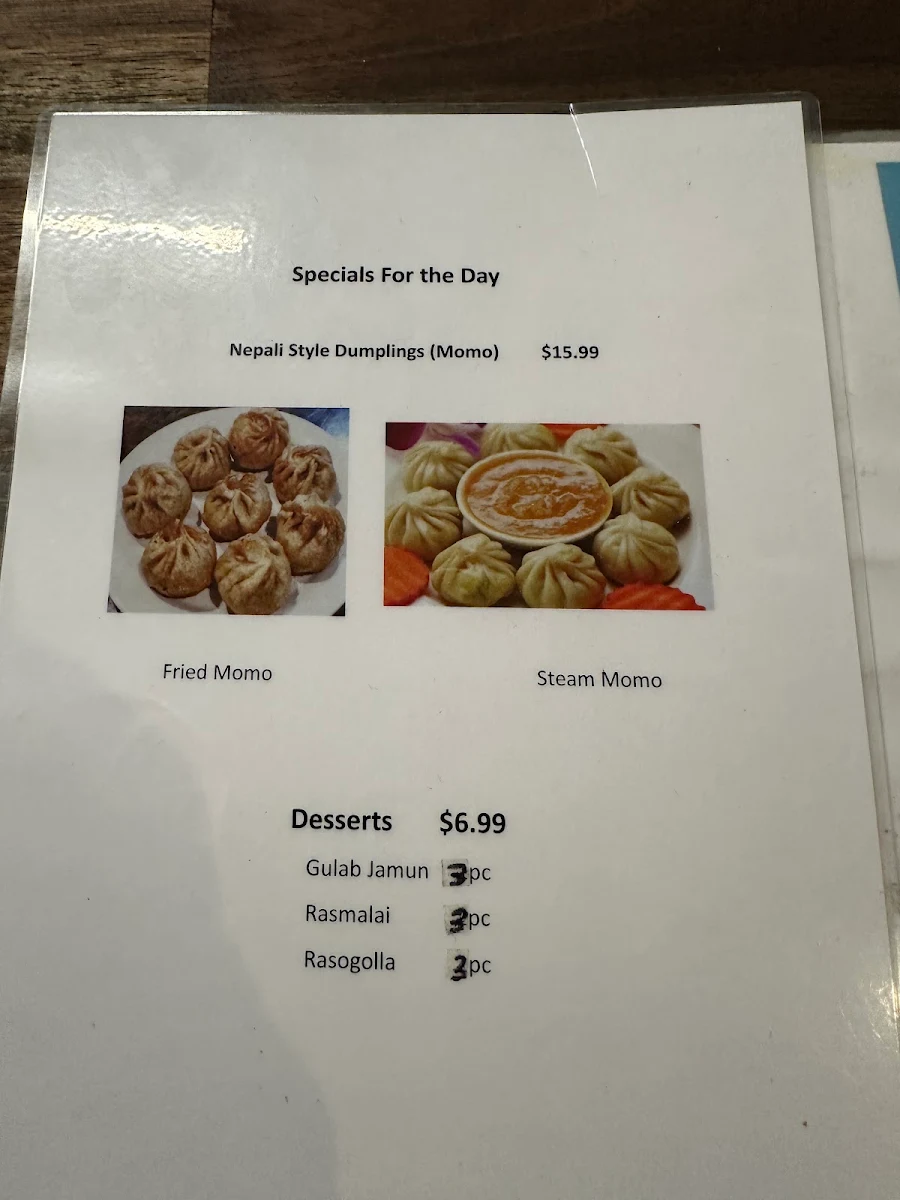 Menu, India Gate on the Bay