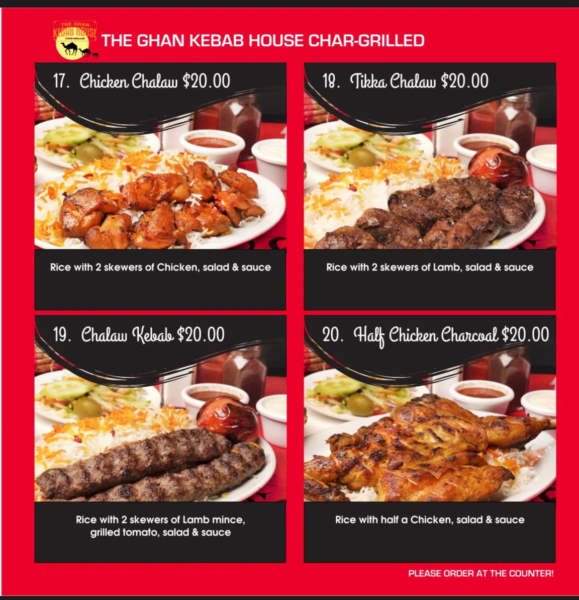 Menu, The Ghan Kebab House brighton