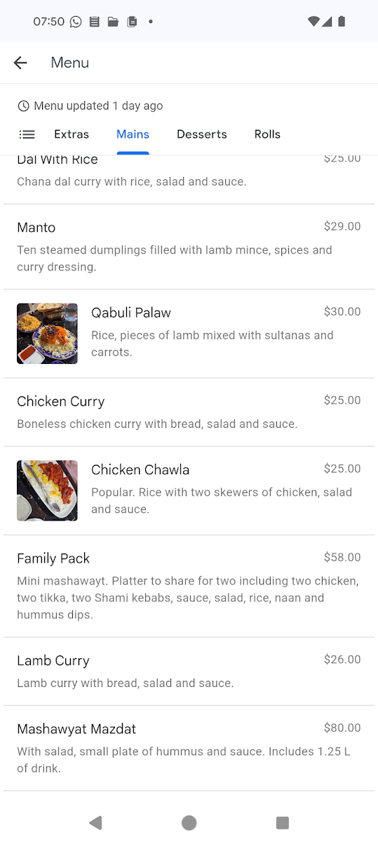 Menu, The Ghan Kebab House brighton