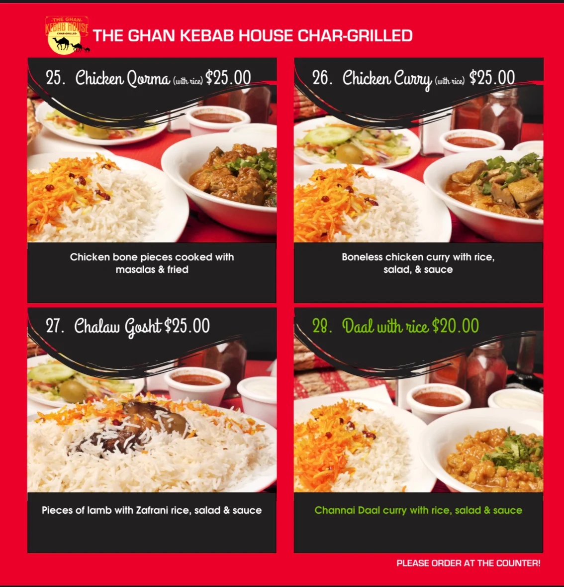 Menu, The Ghan Kebab House brighton