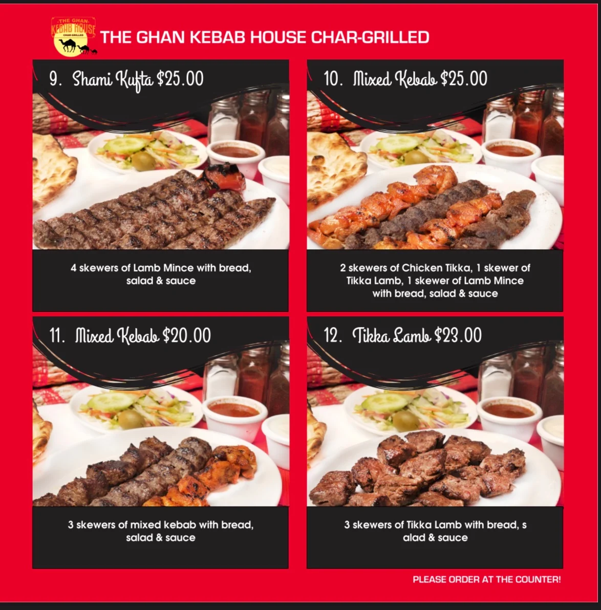 Menu, The Ghan Kebab House brighton