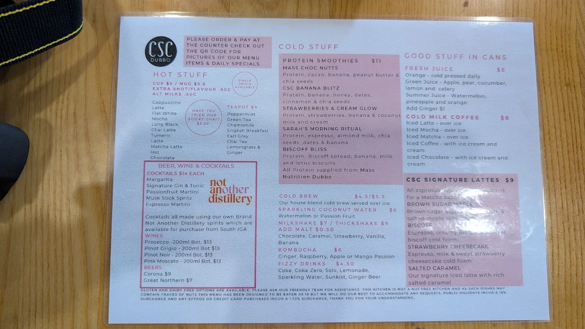 Menu, CSC