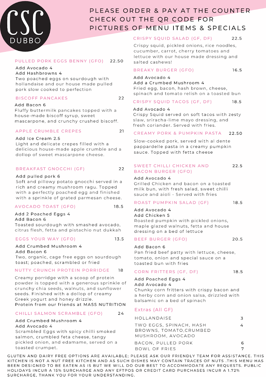 Menu, CSC