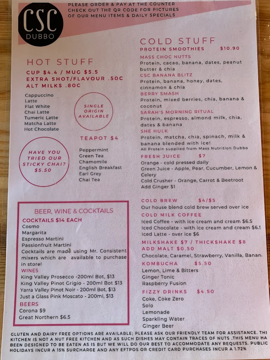 Menu, CSC