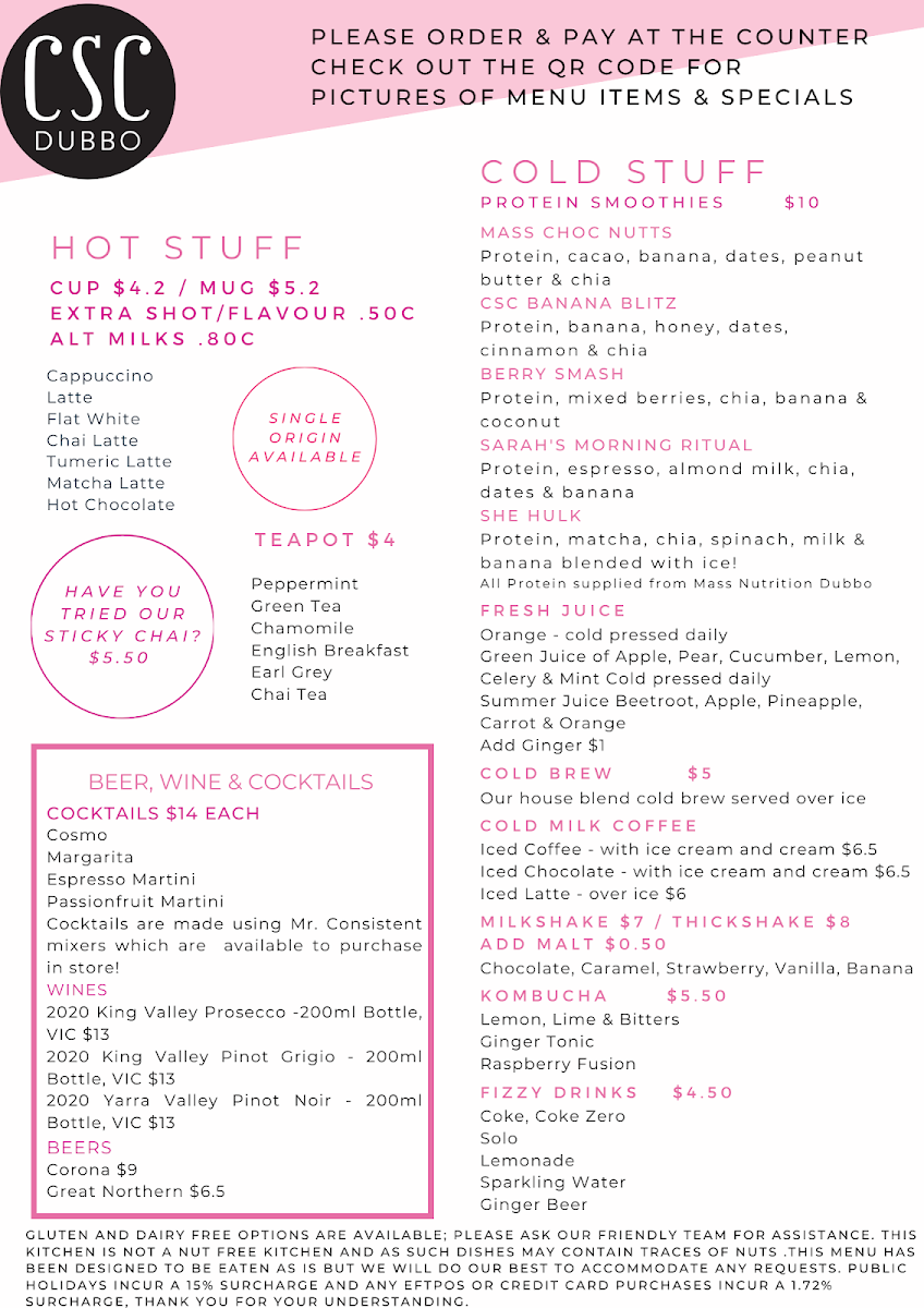 Menu, CSC