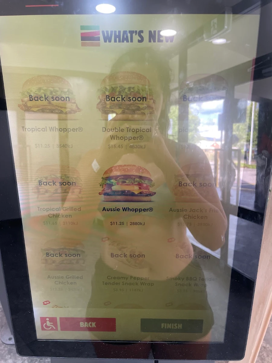 Menu, Hungry Jack's Burgers Bathurst