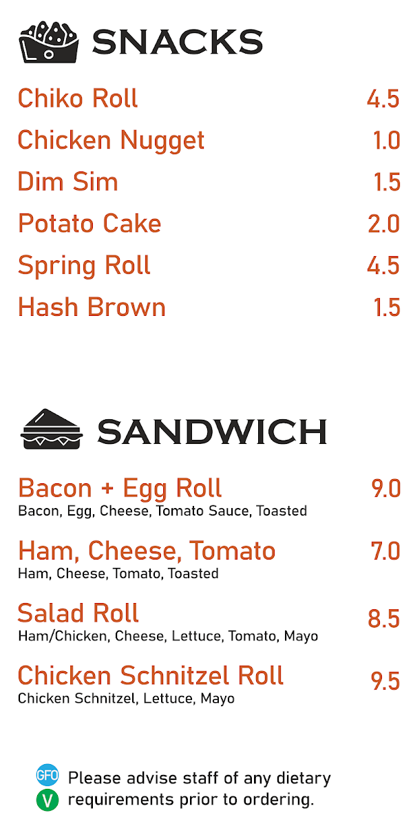 Menu, Kanmantoo General Store