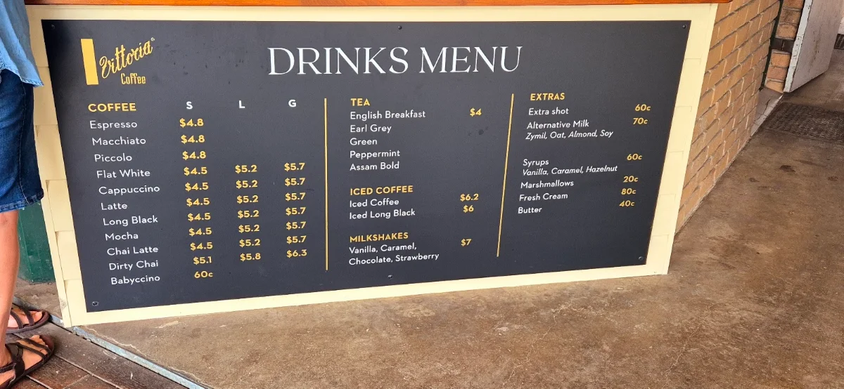 Menu, Dayboro Bakery