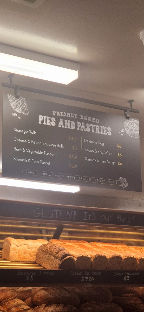 Menu, Dayboro Bakery