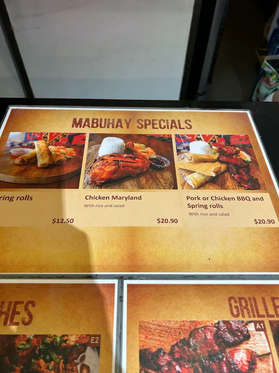 Menu, Mabuhay Grill