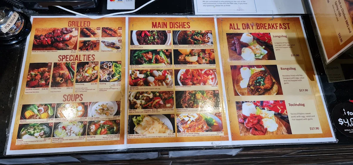 Menu, Mabuhay Grill