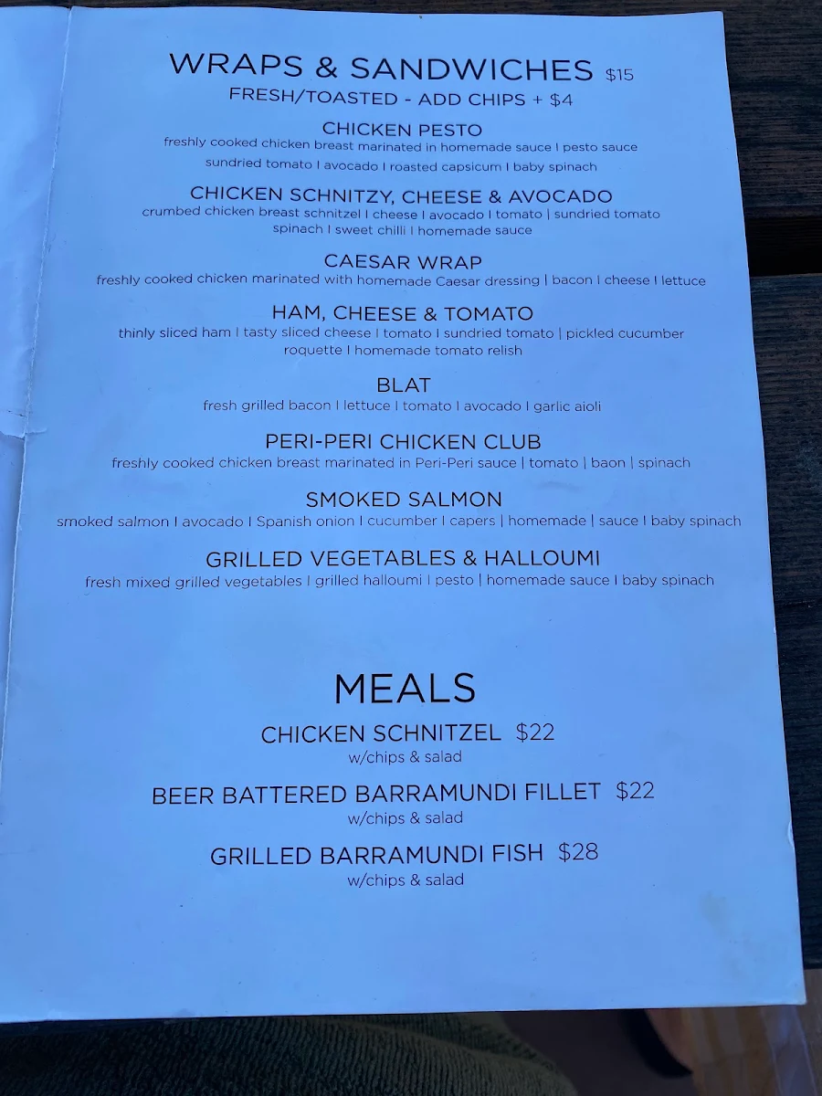 Menu, FOUR Knots Cafe