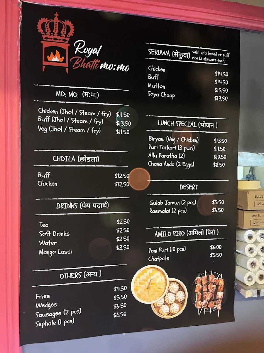 Menu, Royal Bhatti MoMo
