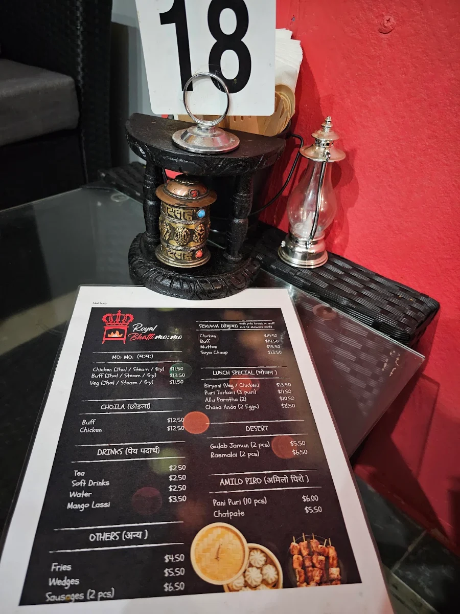 Menu, Royal Bhatti MoMo
