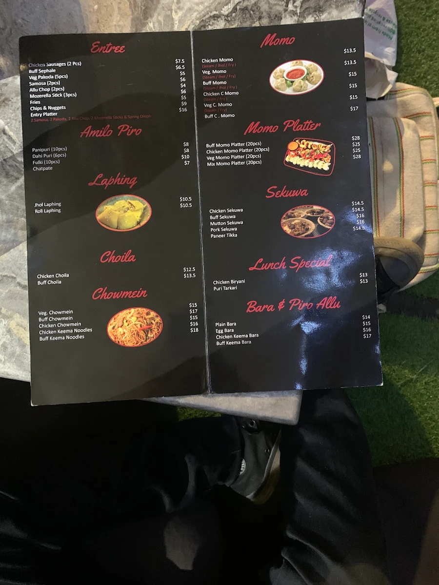 Menu, Royal Bhatti MoMo