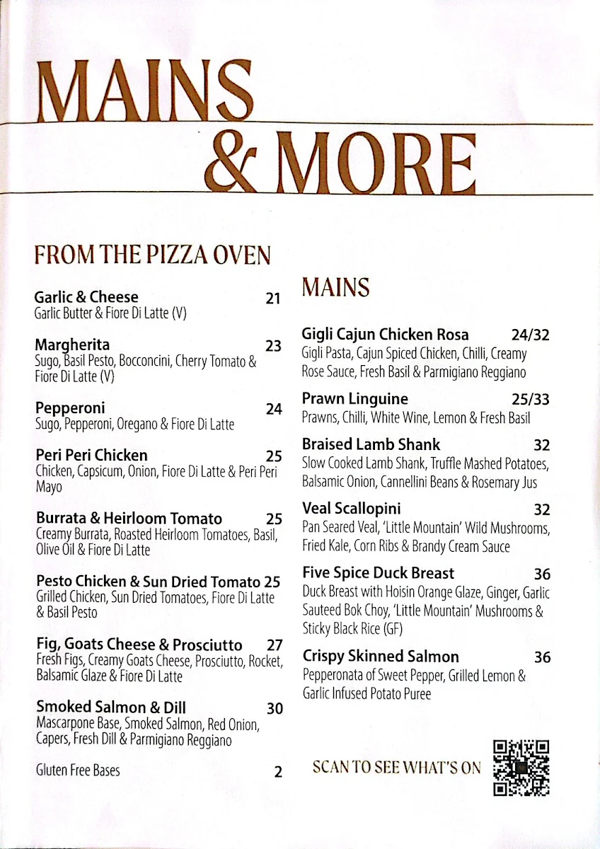 Menu, Mittagong Hotel