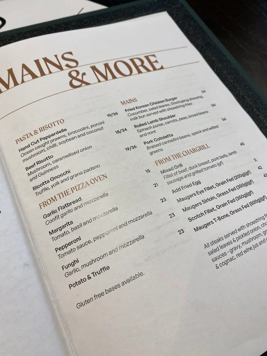 Menu, Mittagong Hotel