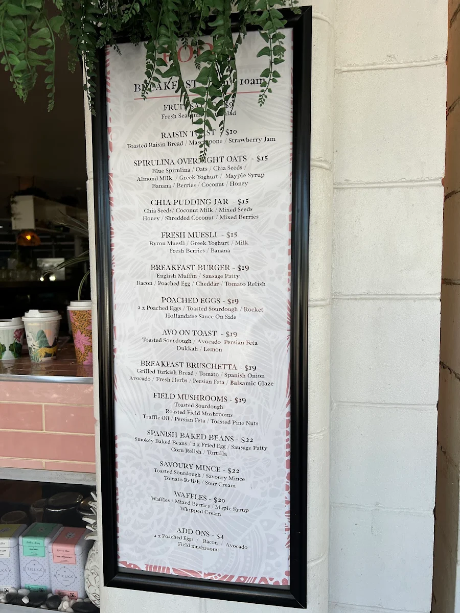 Menu, Kynda Cafe and Boutique