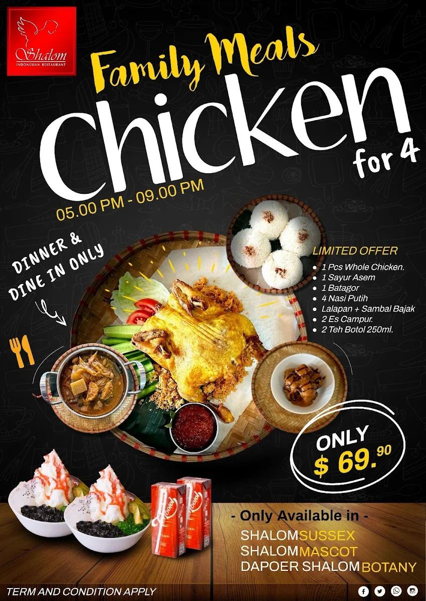 Menu, Shalom Indonesian Restaurant
