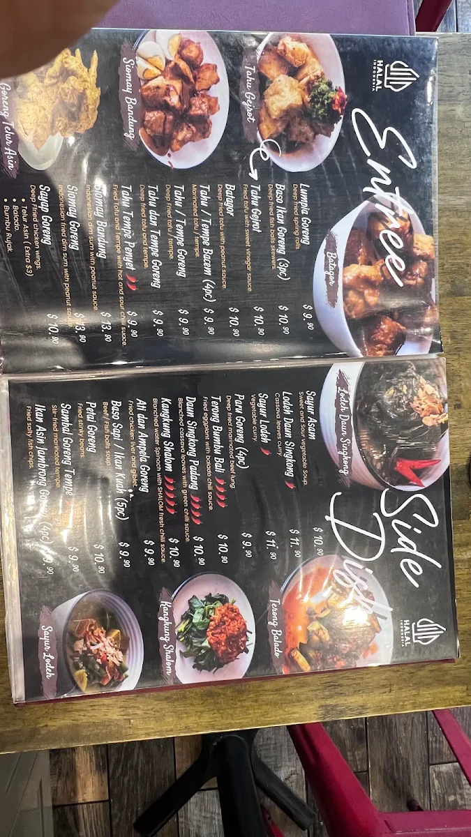 Menu, Shalom Indonesian Restaurant