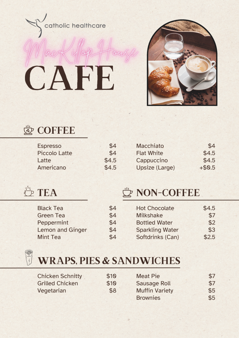 Menu, MacKillop House Coffee