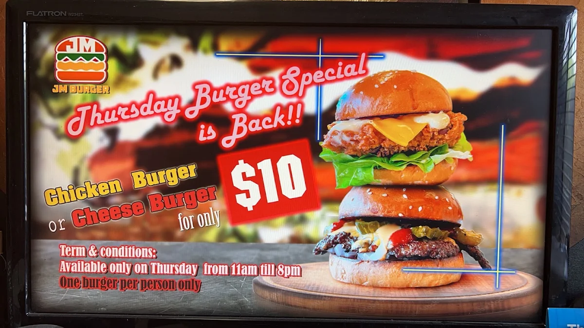 Menu, JM Burgers Willagee