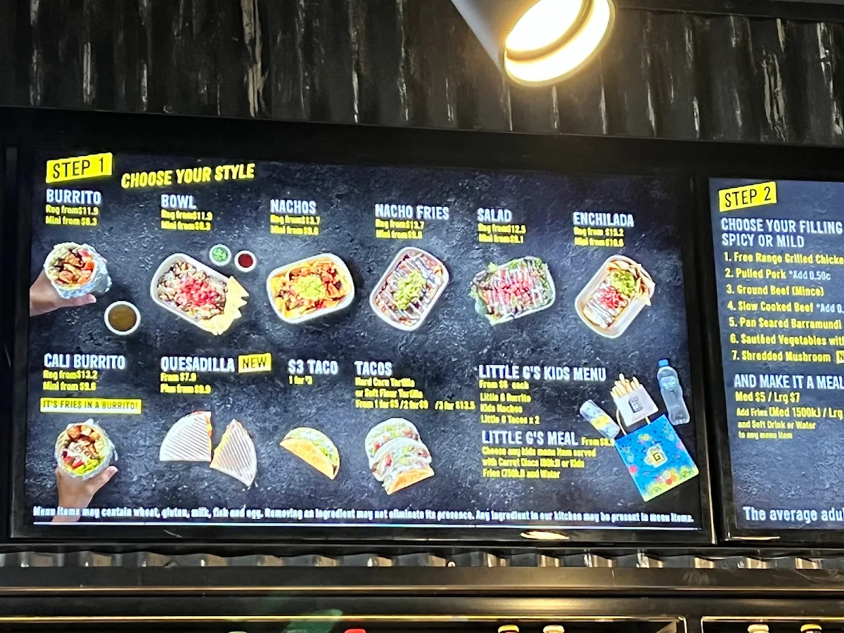 Menu, Guzman y Gomez - Auburn