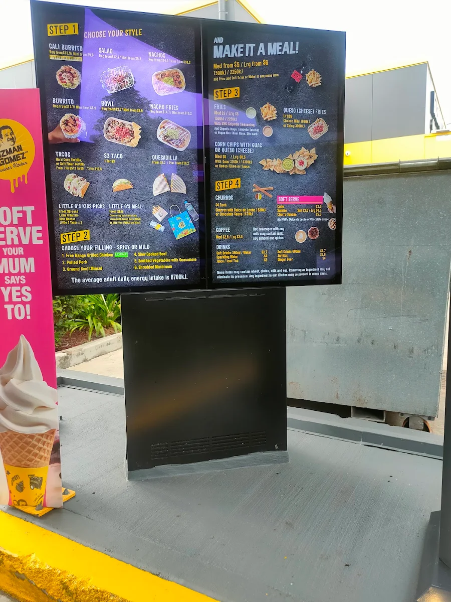 Menu, Guzman y Gomez - Auburn