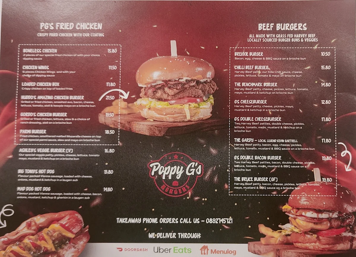 Menu, Poppy G's