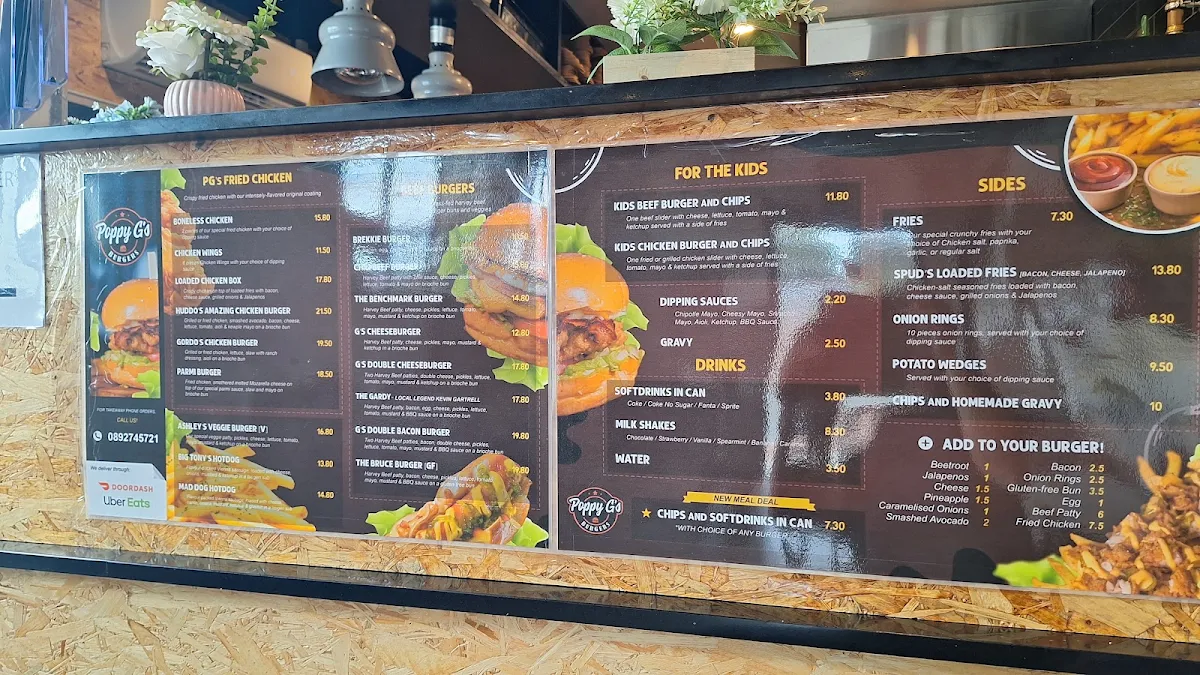 Menu, Poppy G's