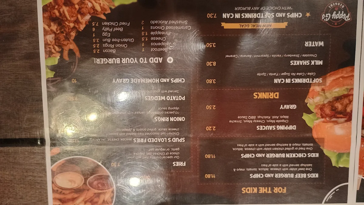 Menu, Poppy G's
