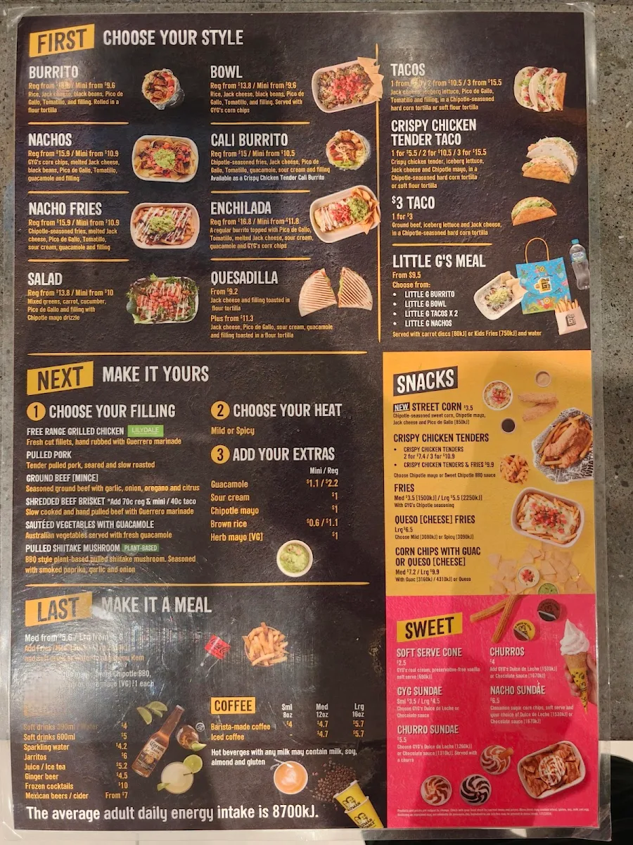 Menu, Guzman y Gomez - Werrington