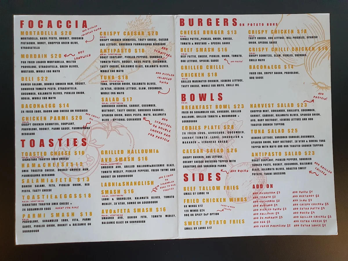 Menu, TOASTED