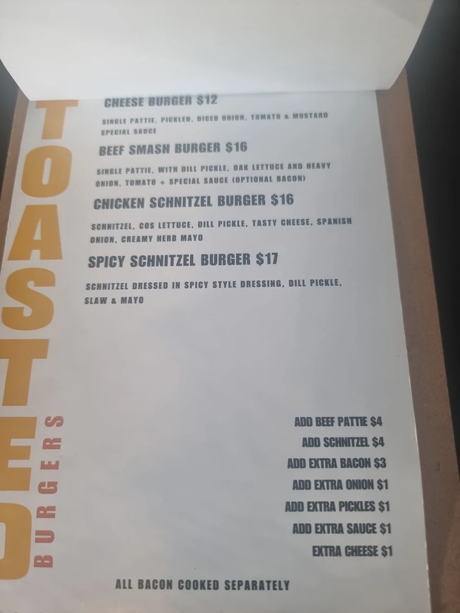 Menu, TOASTED