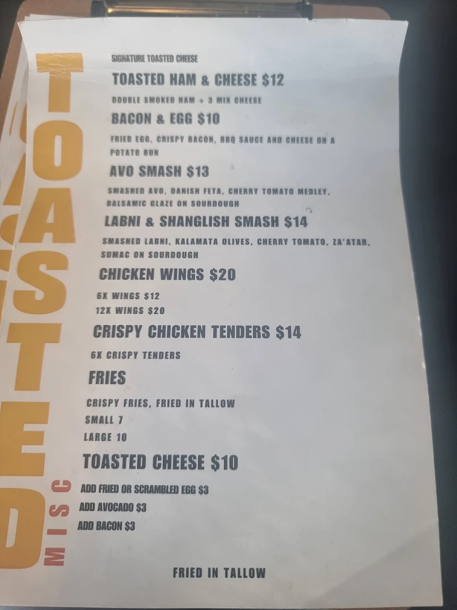Menu, TOASTED