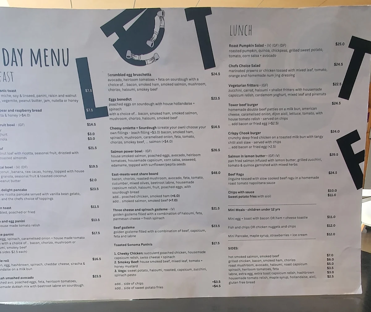 Menu, Elatte Cafe