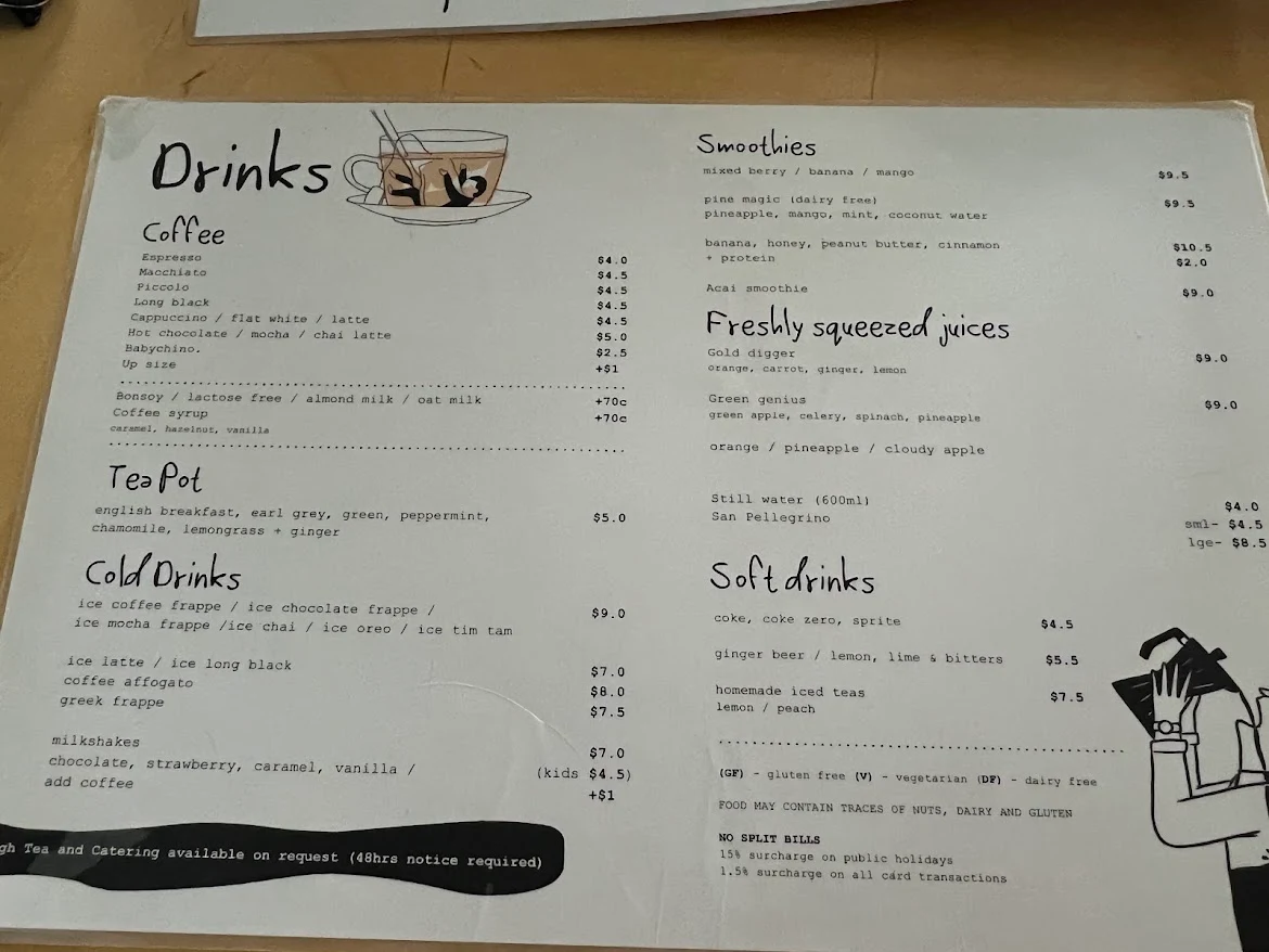 Menu, Elatte Cafe