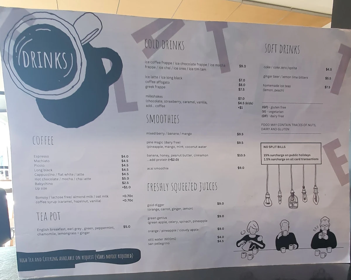 Menu, Elatte Cafe