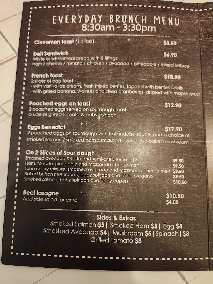 Menu, High 5 Cafe