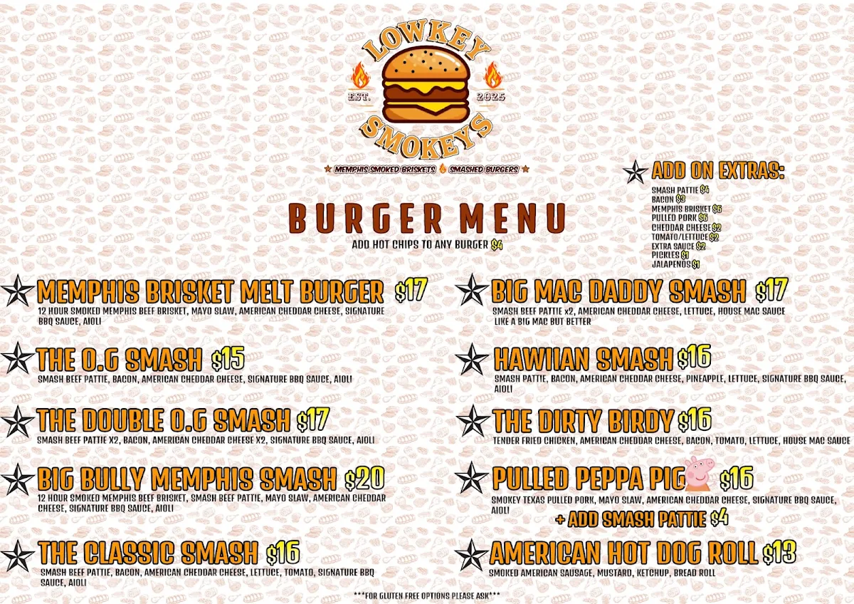 Menu, Lowkey Smokeys