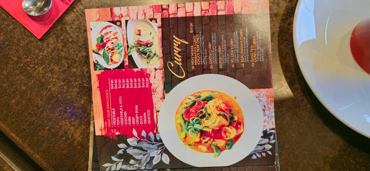Menu, T Top Thai Wentworthville