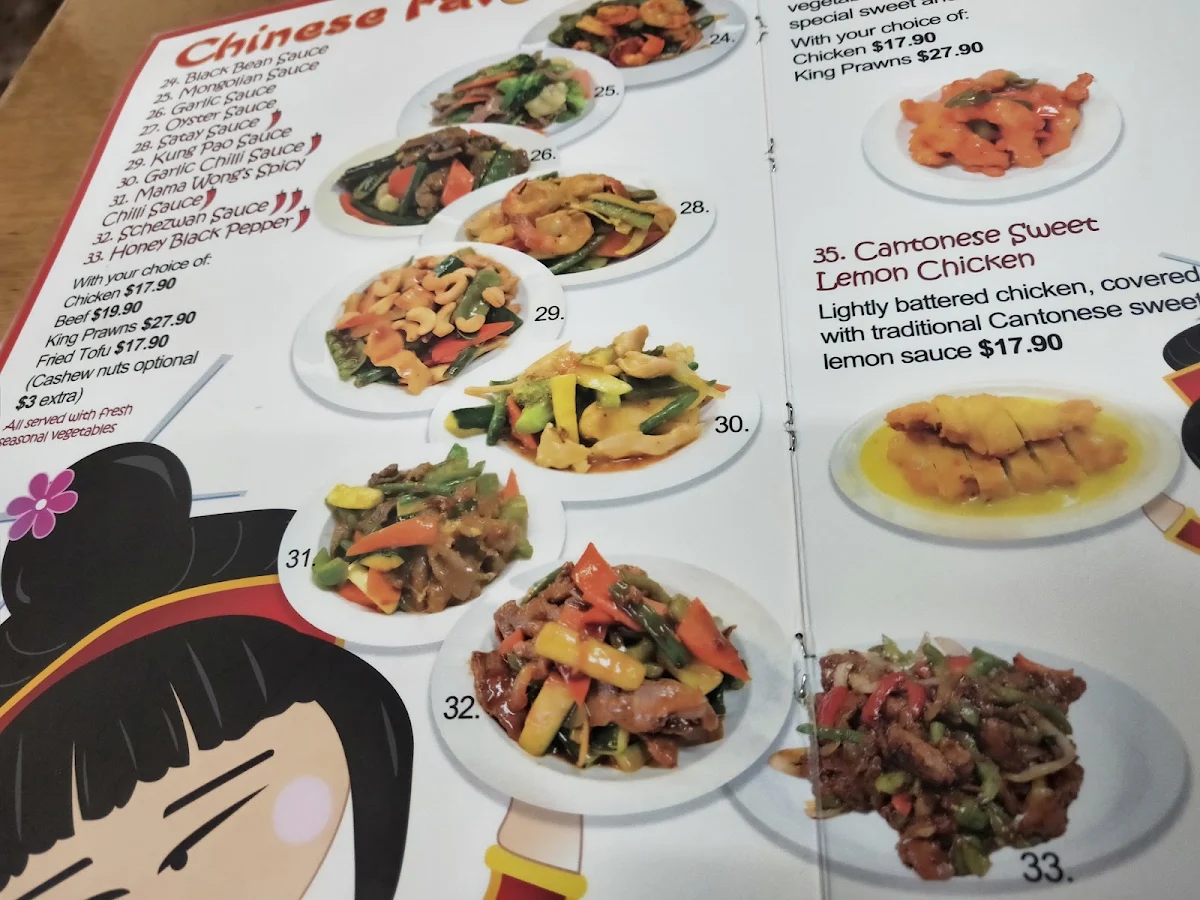 Menu, Mama Wong's Kitchen