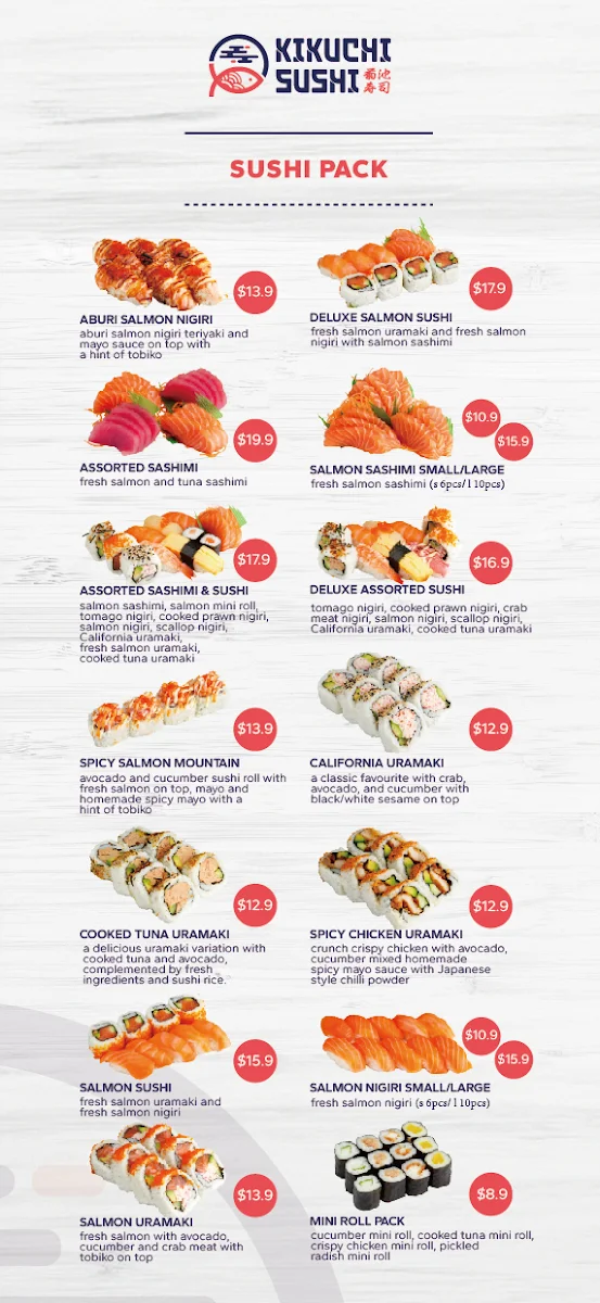 Menu, Kikuchi Sushi Mernda Town Centre