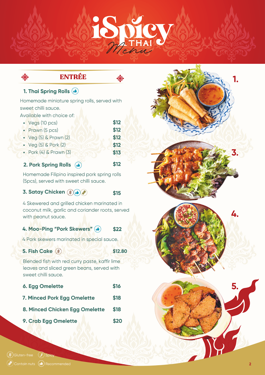 Menu, iSpicy Thai Restaurant