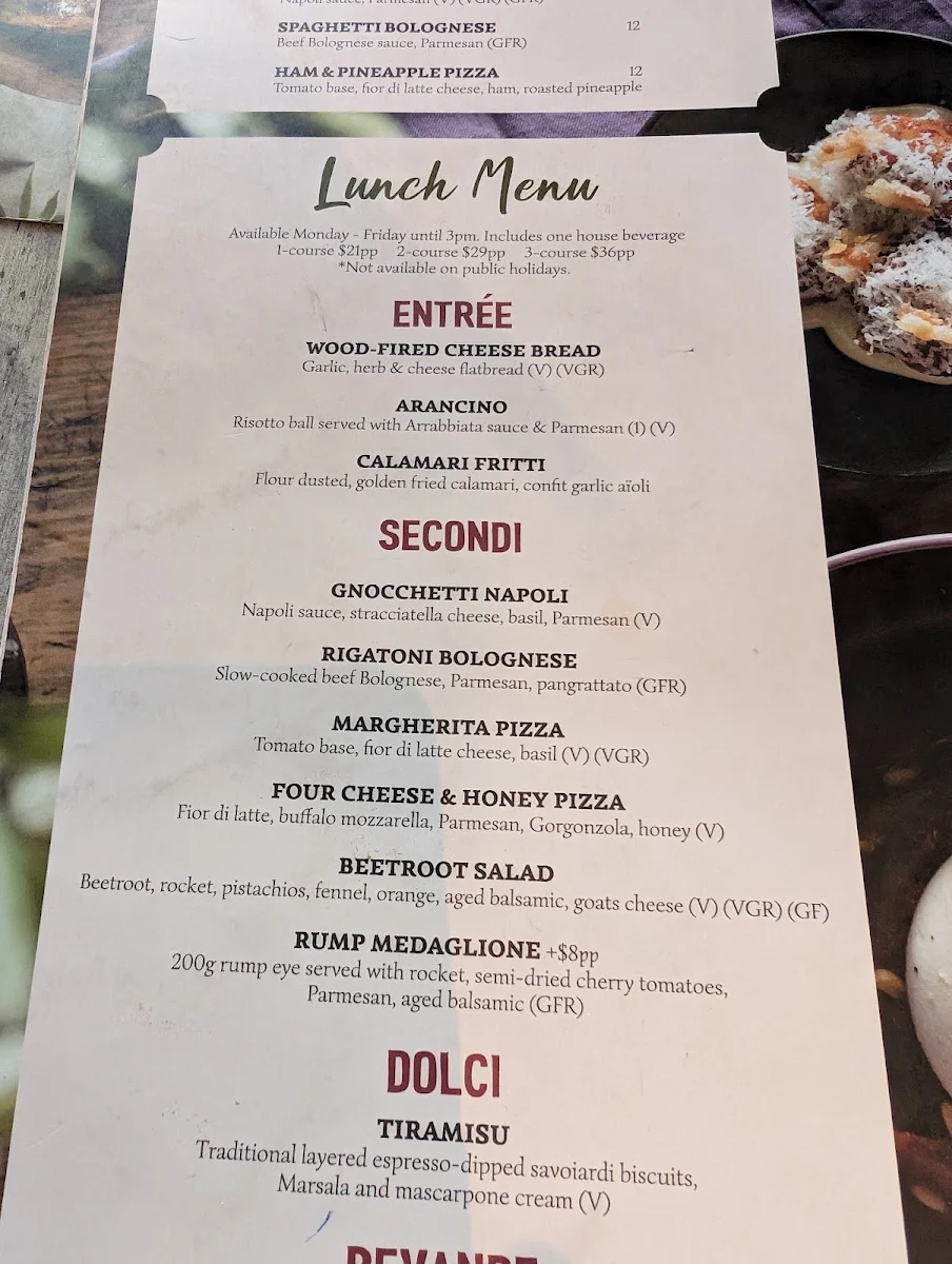 Menu, Italian Street Kitchen West End